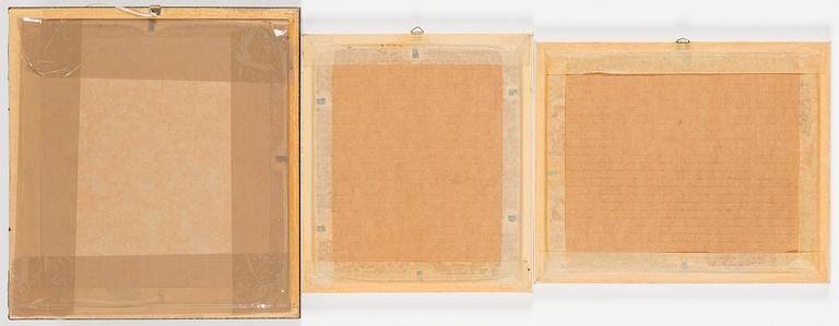 Enno Ootsing, a set of two woodcuts and one linout, signed and dated 1984, 1985 and 1993.