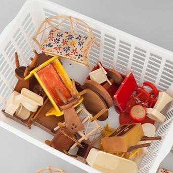 37 pieces of doll furniture, mid/second half of the 20th century.