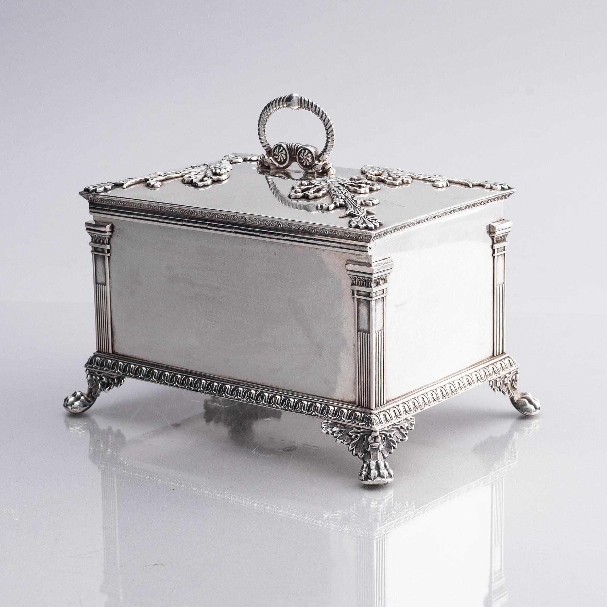 A Swedish 19th century silver sugar-casket, mark of Adolf Zethelius, Stockholm 1826.