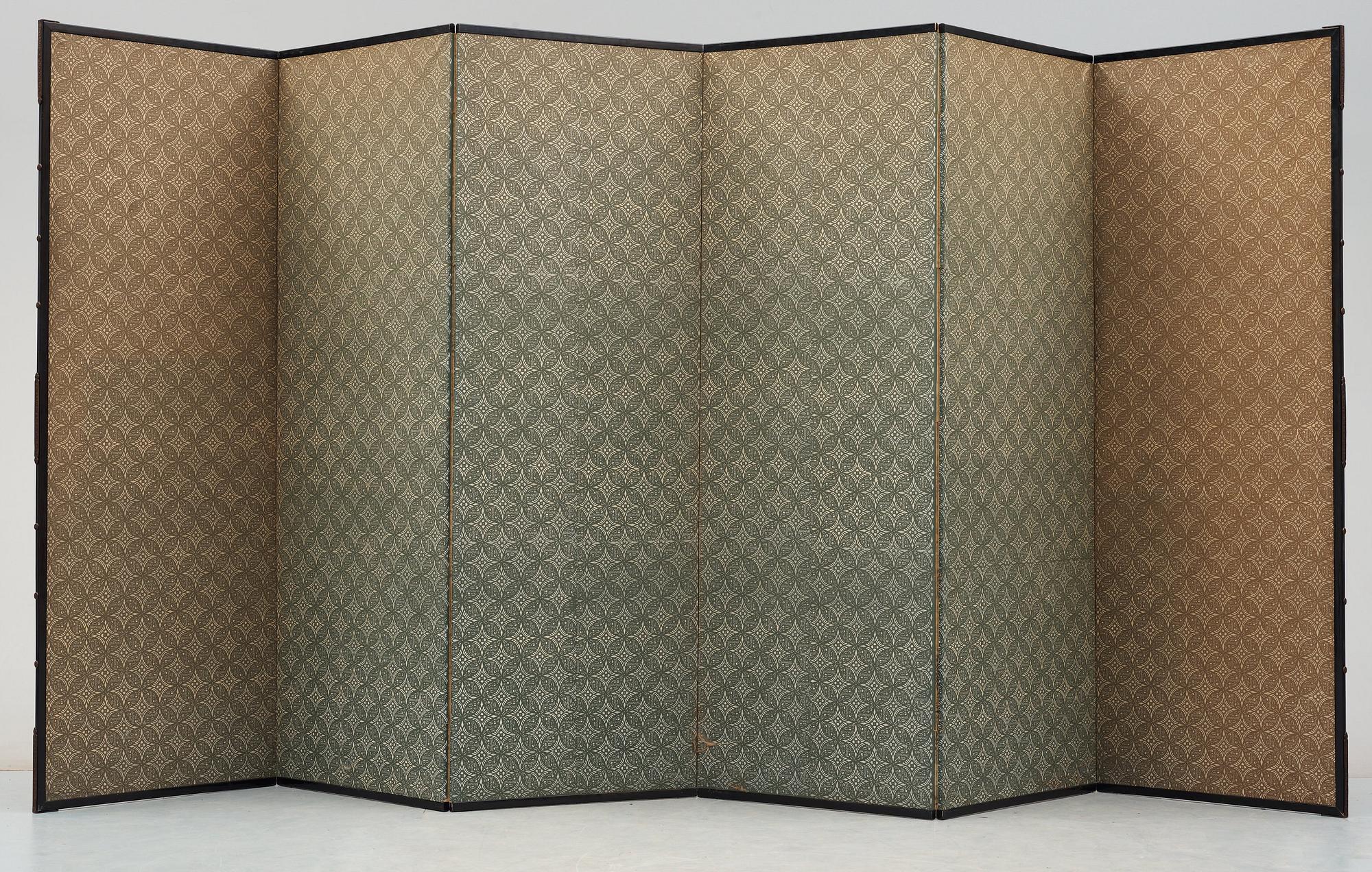 A Japanese six fold screen, Meiji period (1868-1912).