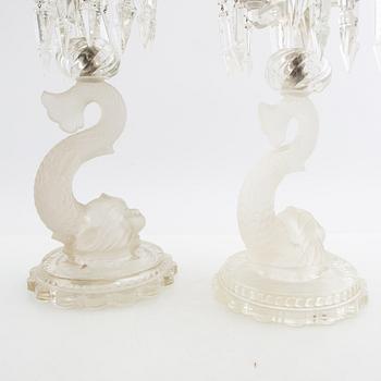 Candelabra, a pair, glass, 20th century.