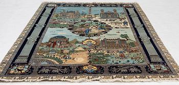 Matta, figural Täbriz, ca 275 x 178 cm.