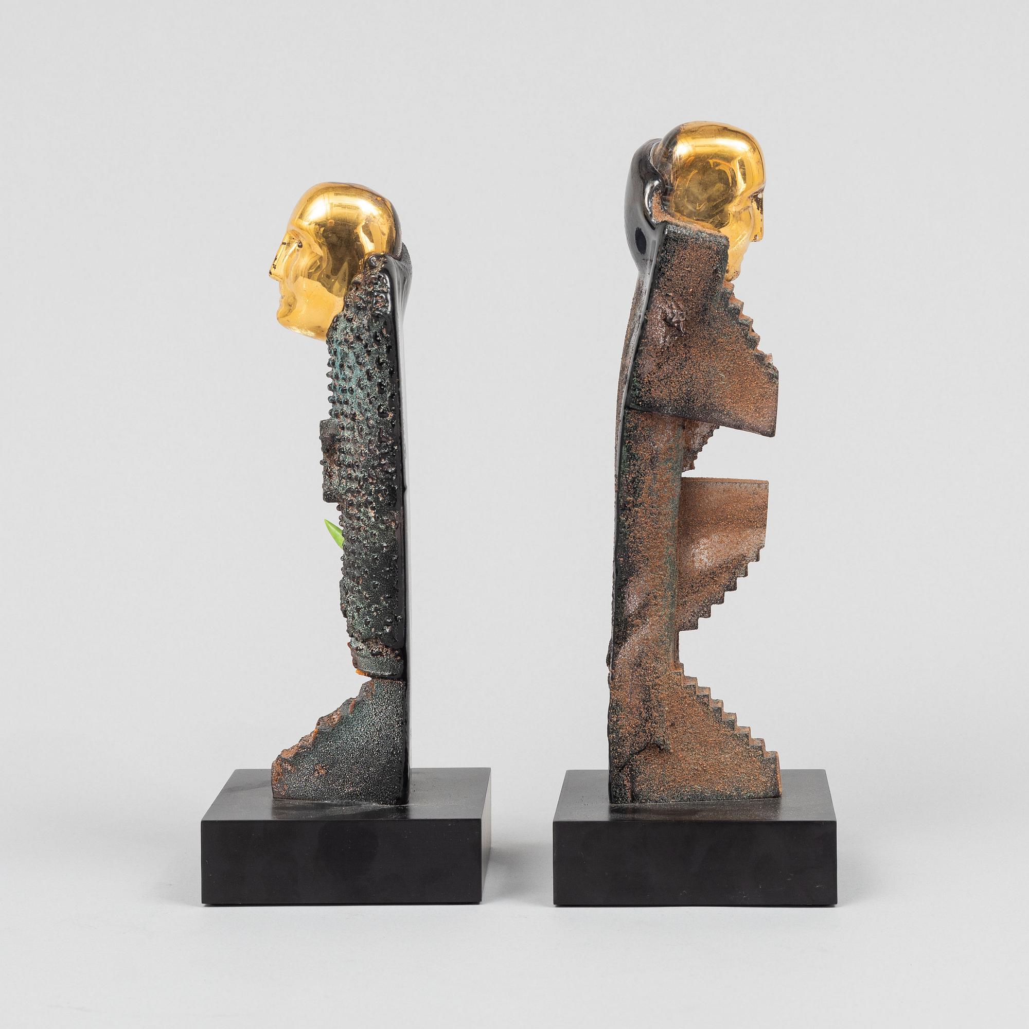 Bertil Vallien, two unique 'Idol' glass sculptures, Kosta Boda.