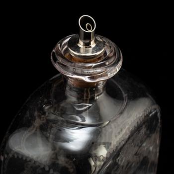 A WINE GLASS AND BOTTLE, 18th and 19th century.