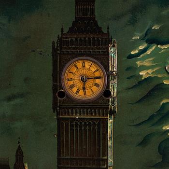 A 20th Century novelty wall clock with lithographed Big Ben.