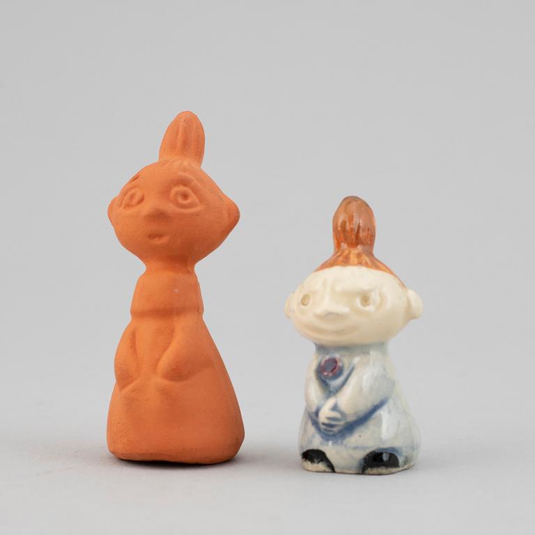 SIGNE HAMMARSTEN-JANSSON samt LEO TYKKYLÄINEN,, figuriner, 8 st, Mumin, keramik, Arabia, Finland, 1950-tal.