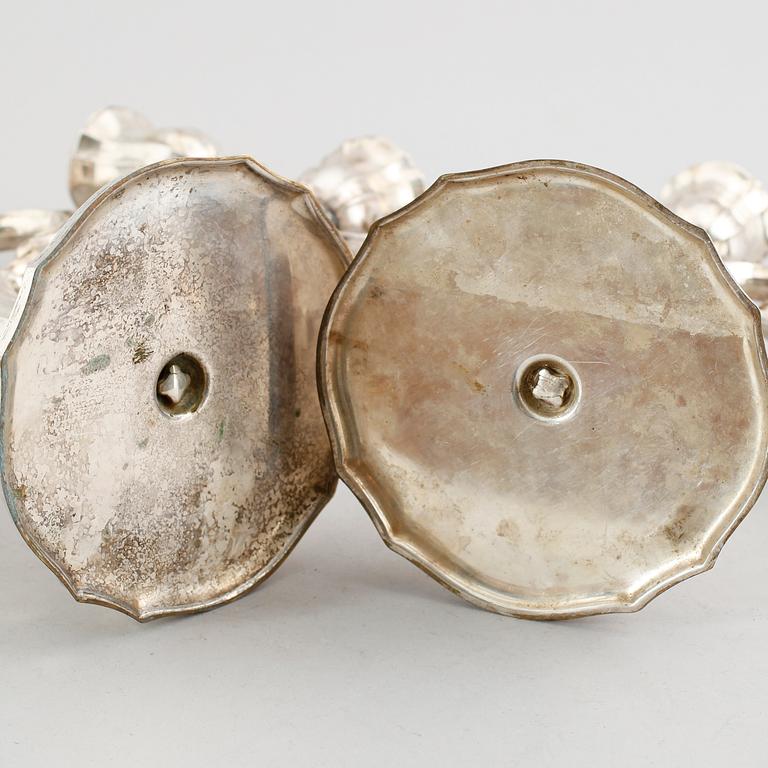 KANDELABRAR, 1 par, silver, 1930-tal. Vikt ca 720 gram.