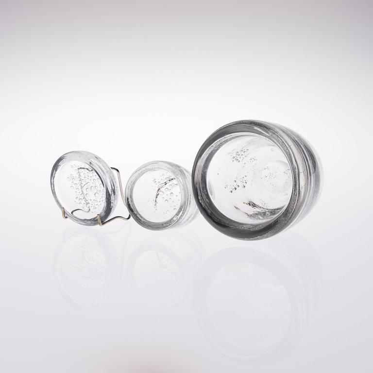 KAJ FRANCK, SKÅLAR, 3 st, glas, signerade K. Franck Iittala.