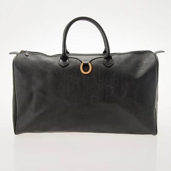 CHRISTIAN DIOR Black Monogram Coated Canvas Duffel Bag.