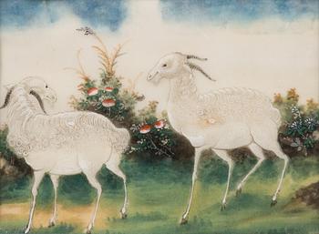 Okänd konstnär, akvarell på rispapper. Kina, Qingdynastin, 17/1800-tal.