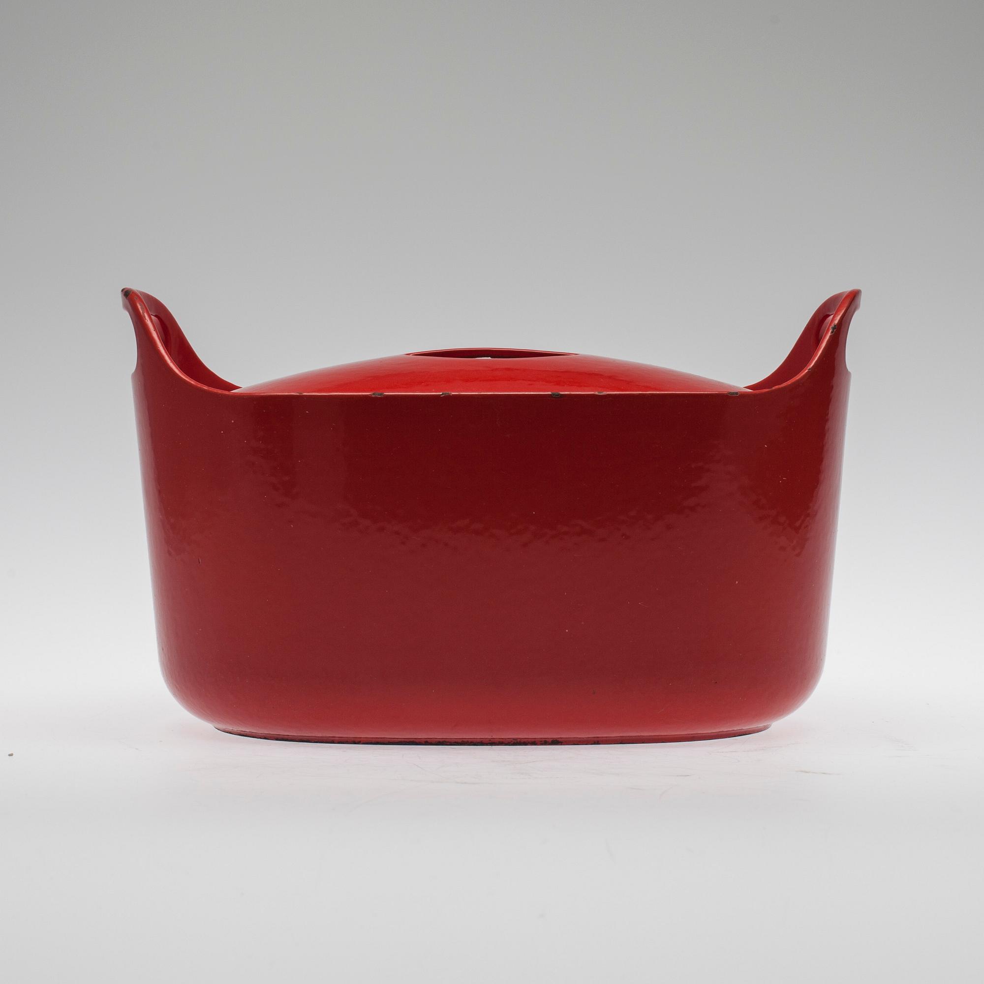 GRYTA MED LOCK, emaljerat gjutjärn, Timo Sarpaneva för Rosenlew, formgiven 1960.