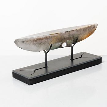 Bertil Vallien, skulptur, båt, glas, ed 48/60, Kosta Boda, signerad.