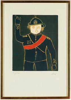 ENRICO BAJ, lithograph in colours, signed 15/50.