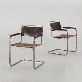 A PAIR OF MARCEL BREUER, ARMCHAIRS, "B34", THONET.