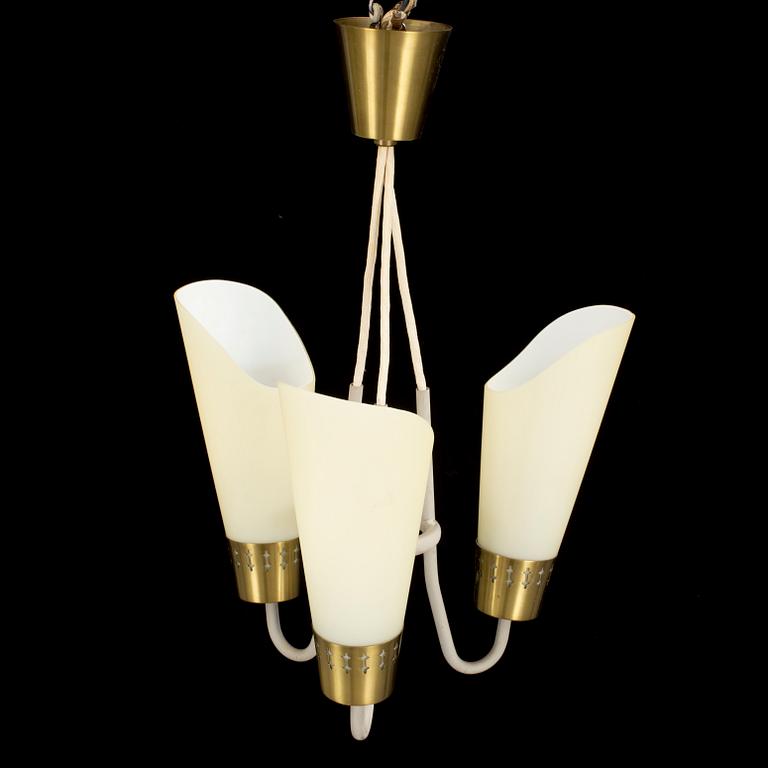 TAKLAMPA, plåt och mässing, 1950-tal.