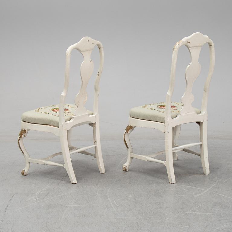 Two Swedish Rococo chairs, second half of the 18th century.