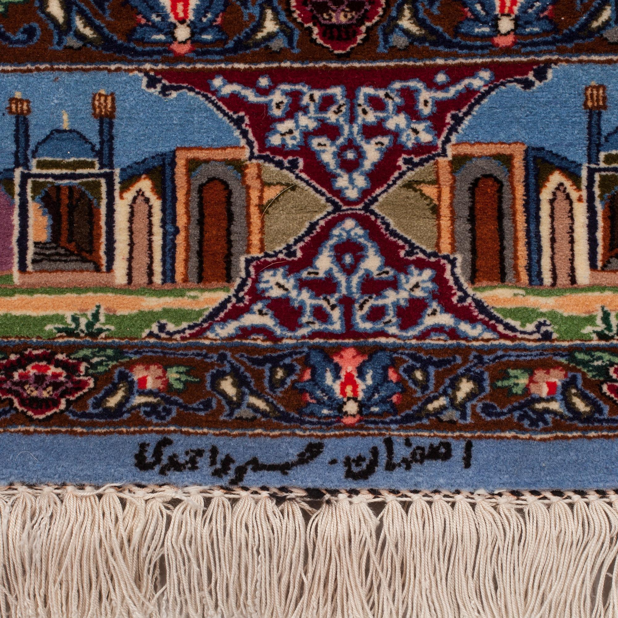 MATTA, Isfahan, figural, part silk, signerad, 1900-talets slut. Ca 166 x 108 cm.