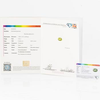 Ring, cocktail ring 18K white gold with chrysoberyl and brilliant-cut diamonds.