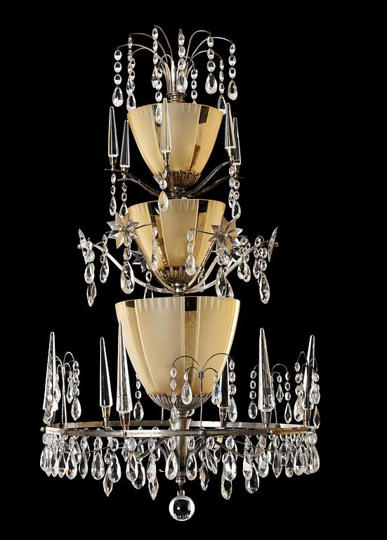 A chandelier attributed to Edward Hald, Sweden 1920's.