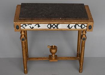 SPEGEL, KONSOLBORD, med PORFYRSKIVA,  sengustaviansk stil, 1900-talets början.