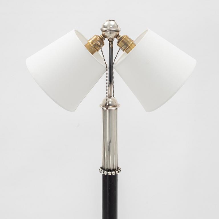 Elis Bergh, a Swedish Grace silver plated floor lamp, C.G Hallberg, Stockholm 1920s-1930s.