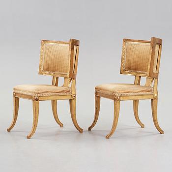 A pair of Swedish late Gustavian 1790's klismos chairs.
