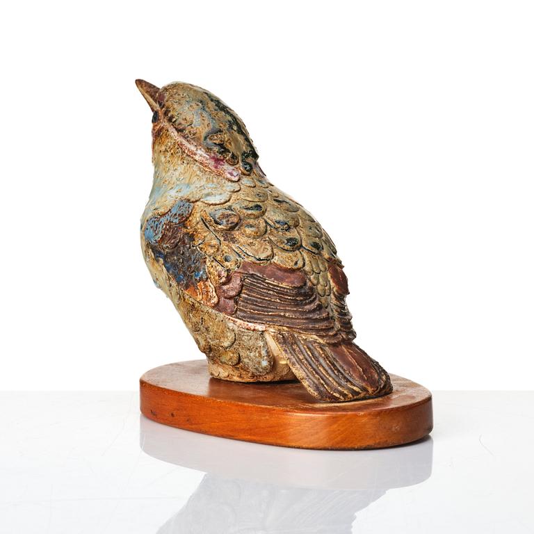 Tyra Lundgren, a stoneware sculpture of a bird, Sweden mid 20th century.