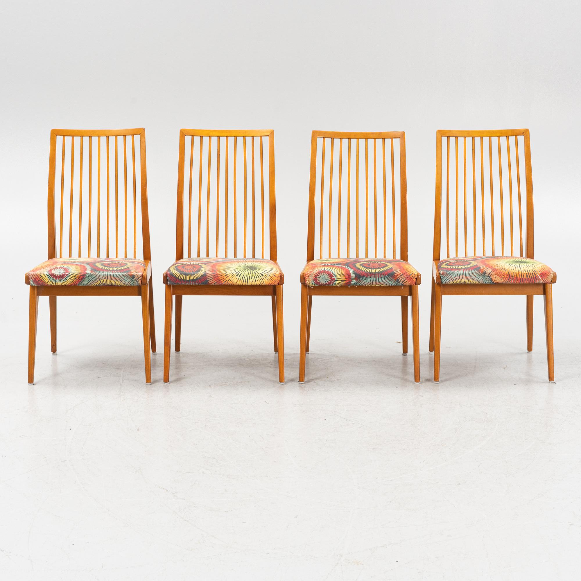 Four beech chairs, mid 20th Century.