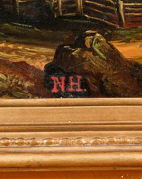 UNIDENTIFIED PAINTER, oil on canvas, signed NH.