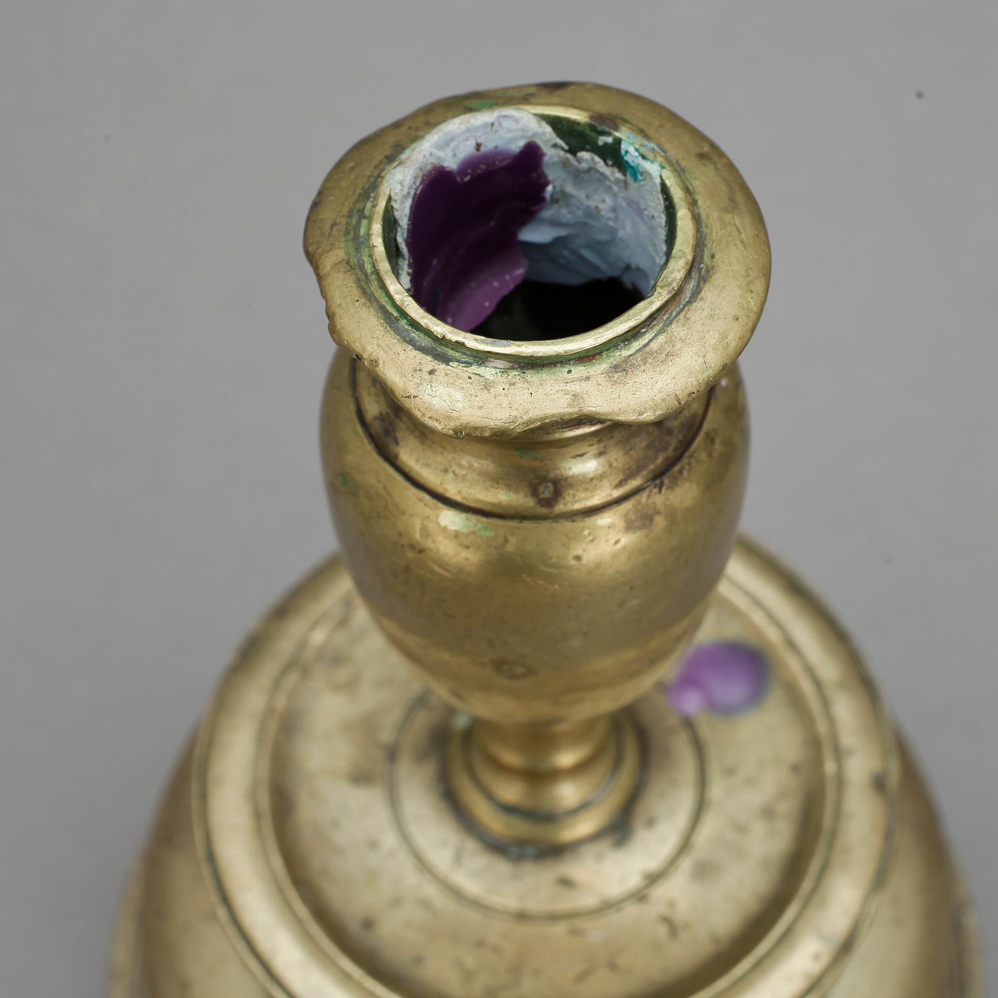 LJUSSTAKE, mässing, barock, 1700-tal.