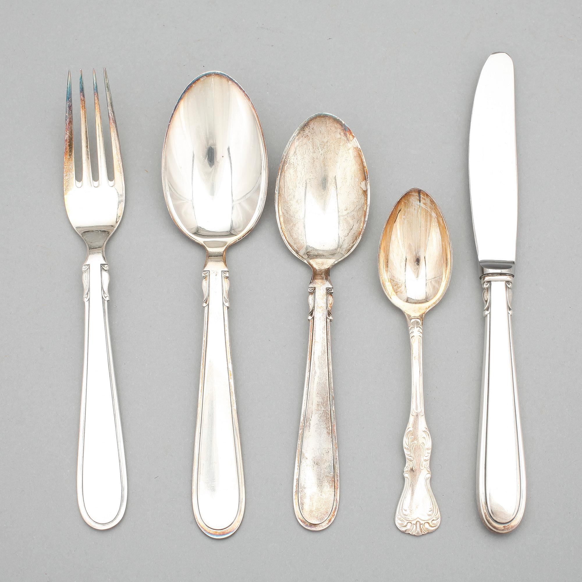 BESTICKSERVIS, 50 delar, silver, Cohr, Danmark, total vikt ca 2257 gram.