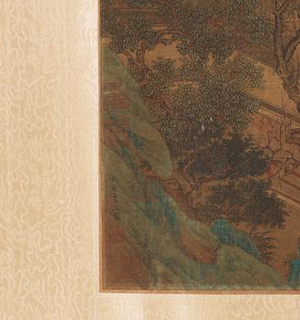 A hand-scroll in the style of Qiu Ying (c 1494-1551), by an anonymous artist, Qing dynasty, presumably 19th Century.