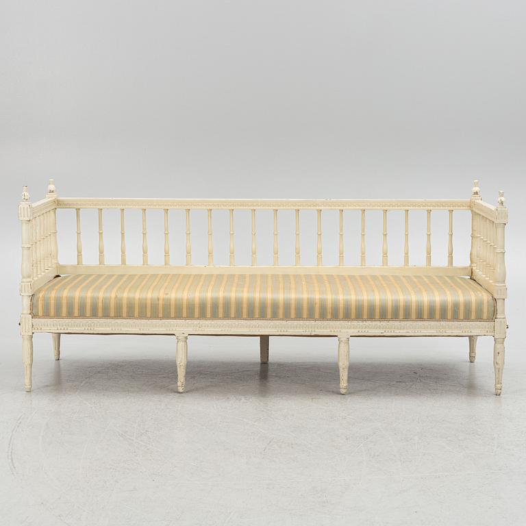 A late Gustavian sofa, circa 1800.