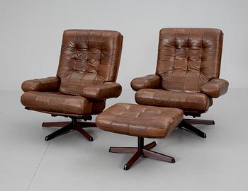 FÅTÖLJER, ett par, Göte möbler, Nässjö, 1970-tal.