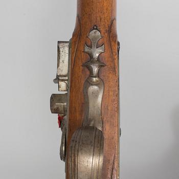 A 18th century flintlock rifle signed Eichstaed, Stralsund.