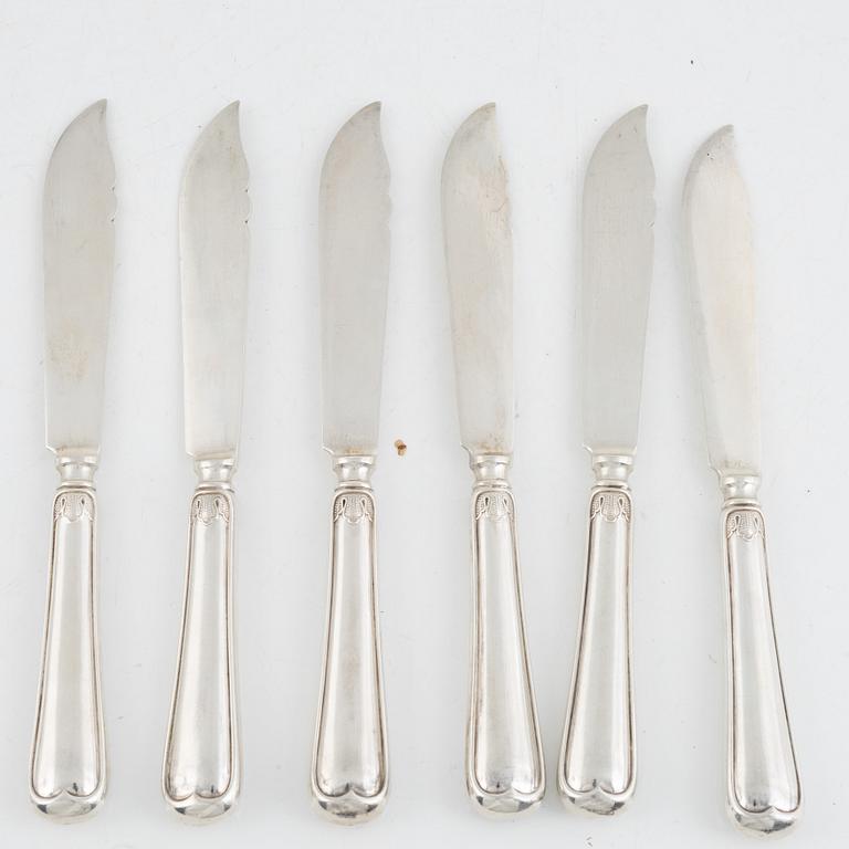 Fiskbestick, 12 delar, silver, David Andersen, Norge, samt med svensk importstämpel.