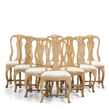 64. An assembled set of eight Swedish rococo chairs, Stockholm, later part 18th century.