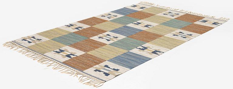 Märta Måås-Fjetterström, a carpet, 'Rutmattan med blått', flat weave, c 235 x 118 cm, signed AB MMF.