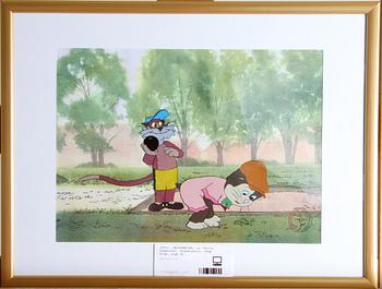 ORIGINALCEL, ur "Pelle Svanslös". Blandteknik, Team Film, sign SL.