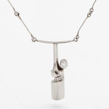 Björn Weckström, A platinum necklace "Nessos" with a ca. 0.10 ct diamond. Lapponia 1981.