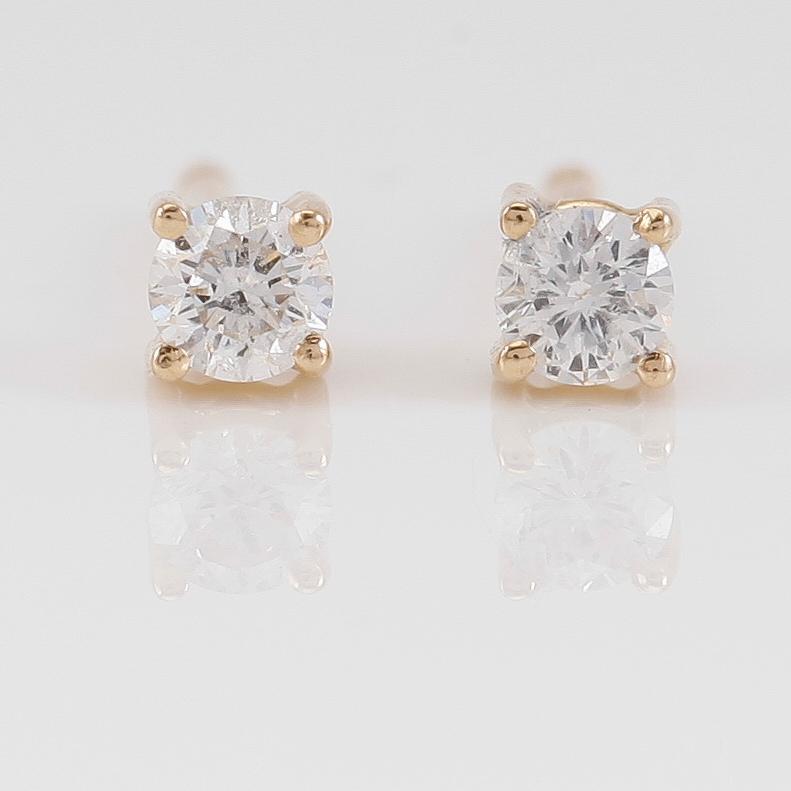 ÖRHÄNGEN, 1 par, 18K guld och diamanter tot ca 0.19 ct.