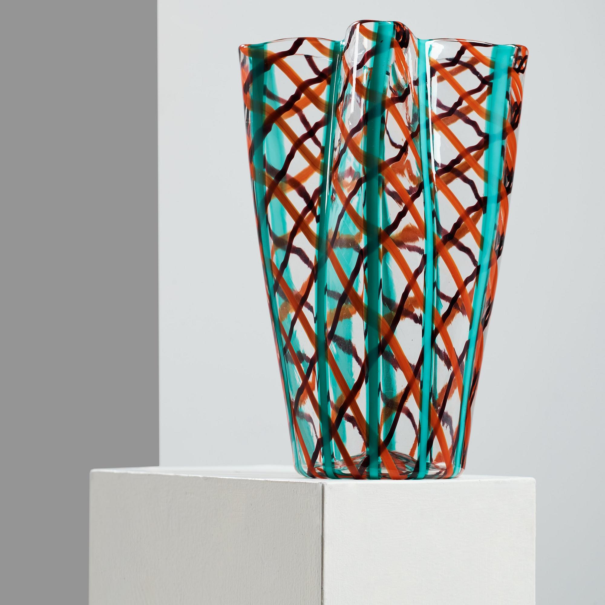 Fulvio Bianconi, A Fulvio Bianconi 'Scozzese' vase, Venini Murano Italy circa 1954.