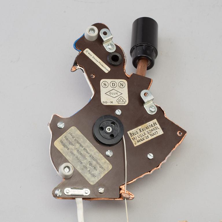 A mid 20th century metal Donald Duck Walt Disney Productions wall light.