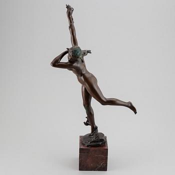 JULES DERCHEU, efter. "Daphné poursuivie par Apollon". Skulptur. Signerad. Brons, höjd 69 cm (inklusive sockel).