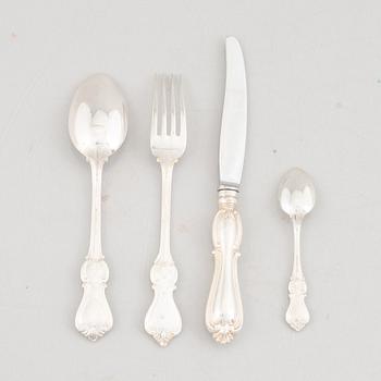 A Swedish Silver Cutlery, model "Olga", various makers, including CG Hallberg, Stockholm 1958 (48 pieces).