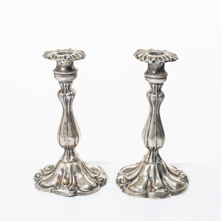 Carl Nyström, pair of silver candelsticks, Stockholm, 1850.