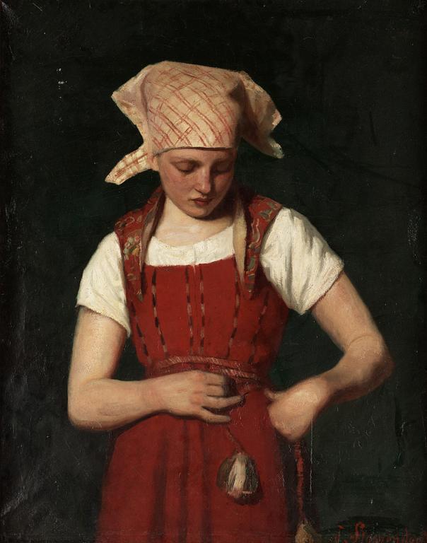 Unknown artist 19th century. Girl in red.