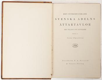 Nine volumes of Gustaf Elgenstierna's 'Den introducerade svenska adelns ättartavlor', 1925-1936.