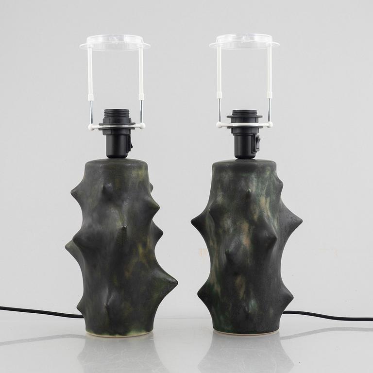 Knud Basse, a pair of  "Rosentorn" table lamps, Michael Andersen & Son, Denmark.