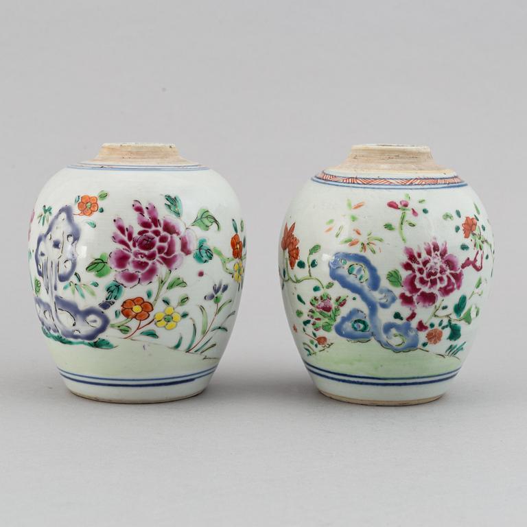 Two famille rose tea caddies, Qing dynasty, Qianlong (1736-95).